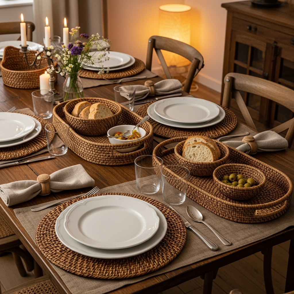 Woven Basket Trays and Chargers