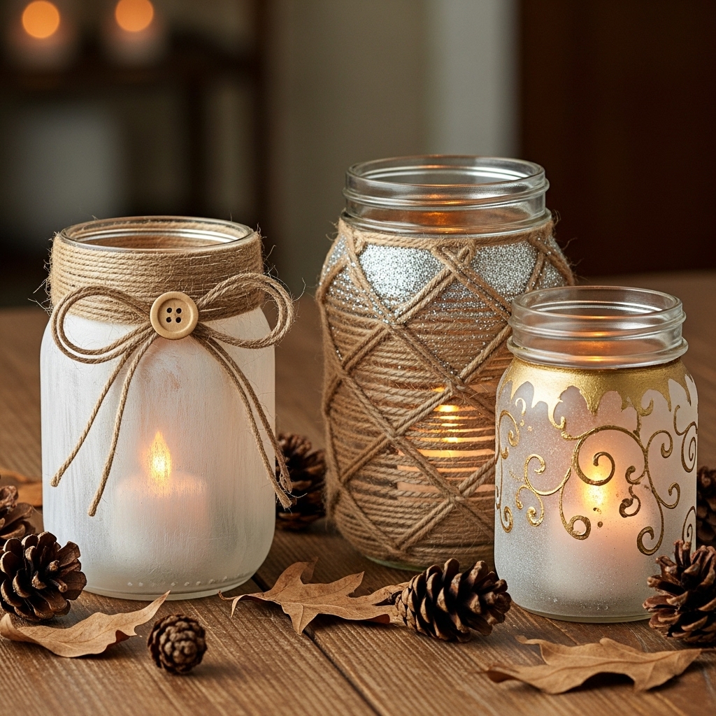 DIY Candle Holders with Mason Jars and Twine