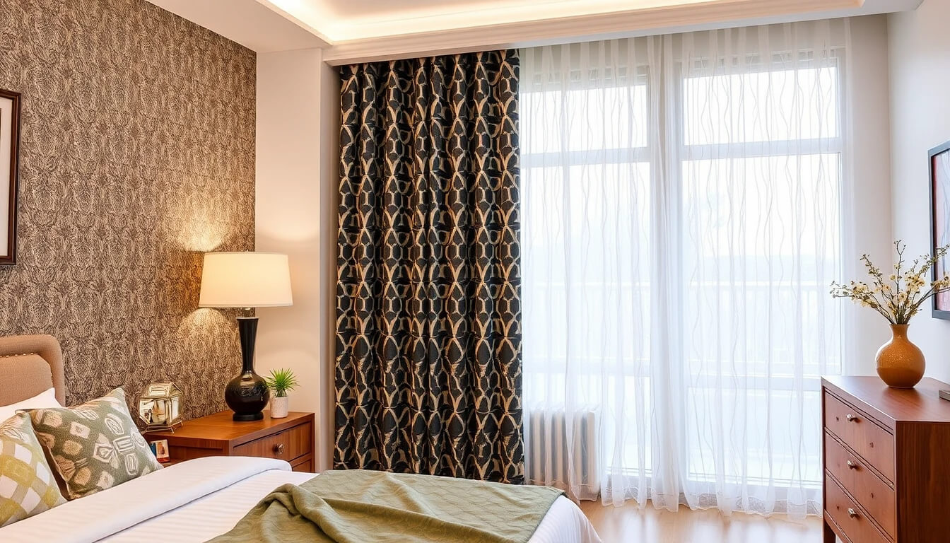 Geometric Patterned Bedroom Curtains