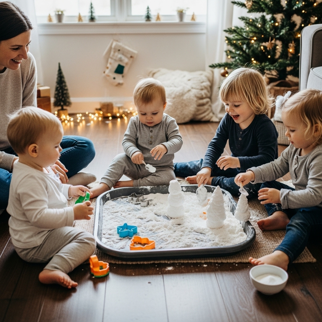 Indoor “Snow” Sensory Play