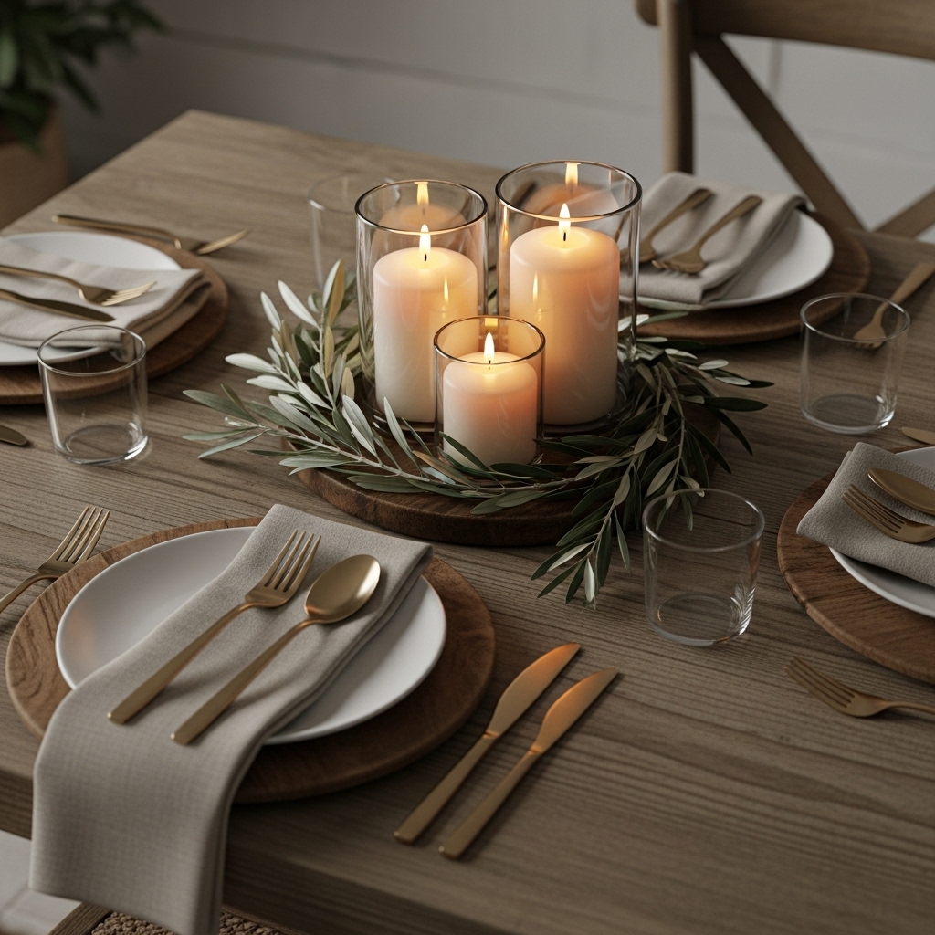 Natural Wood & Olive Branch Trio