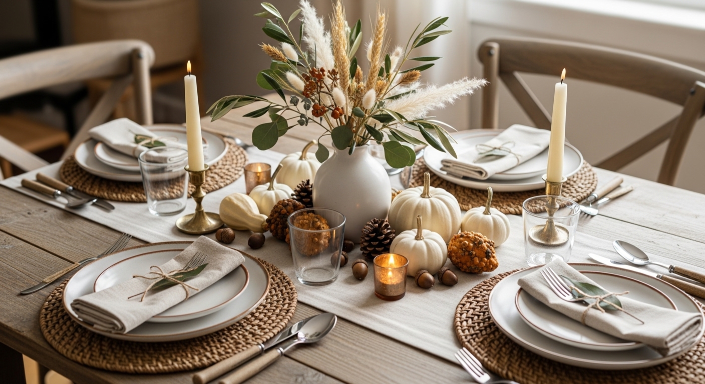 Rustic & Neutral Thanksgiving Décor for Small Spaces