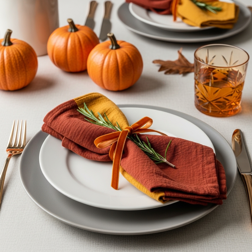 Use Neutral Dinnerware with Statement Napkins