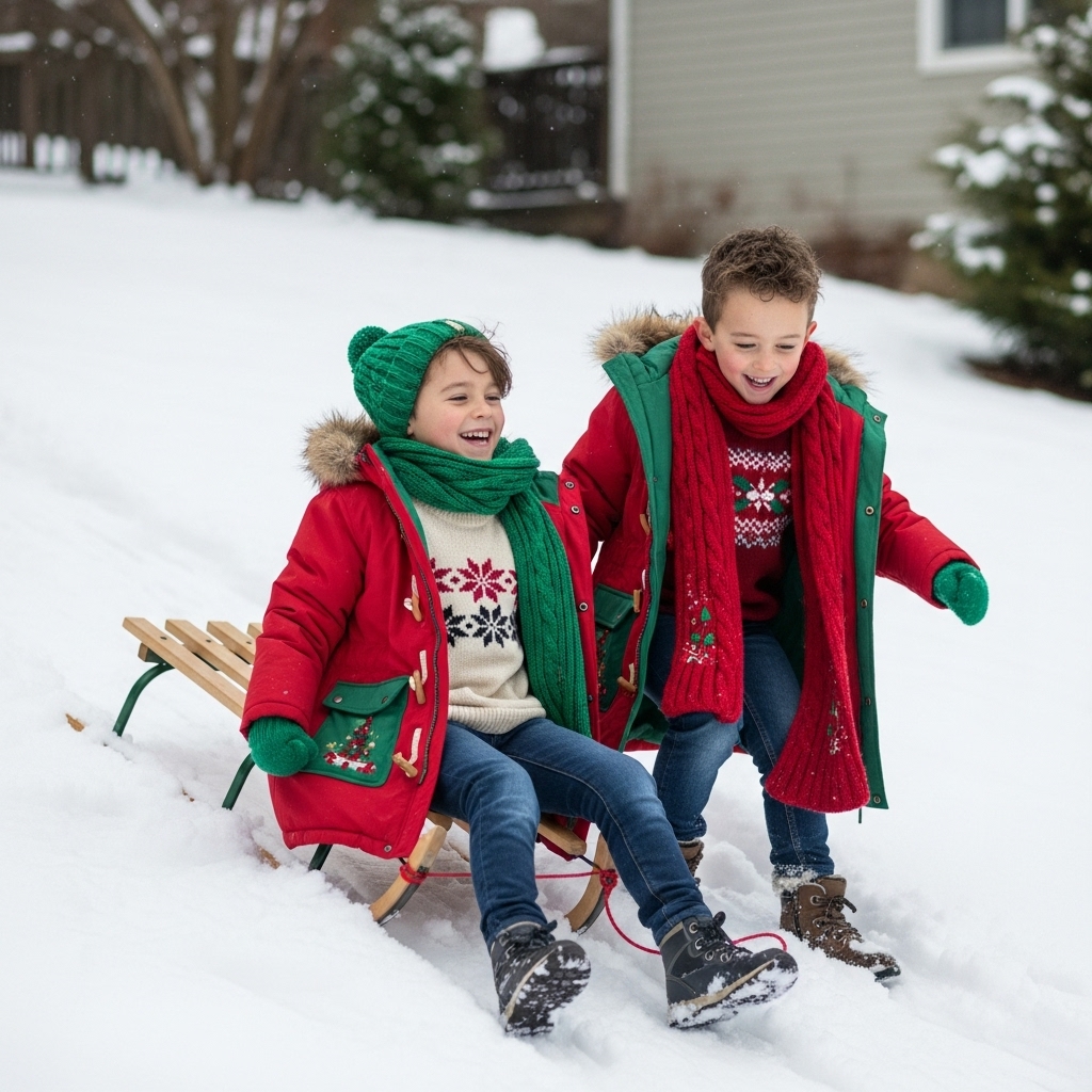 Classic Winter Coats with Festive Accents