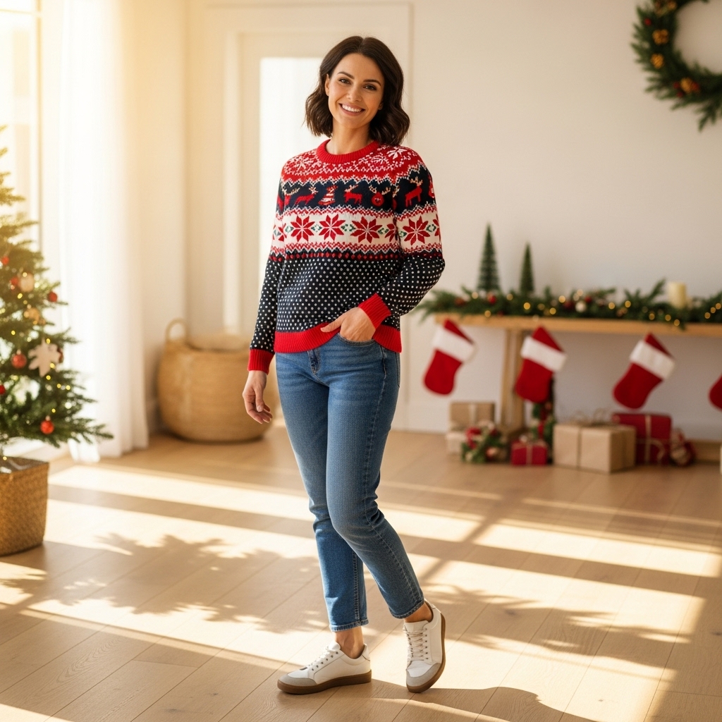 Festive Sweater with Jeans
