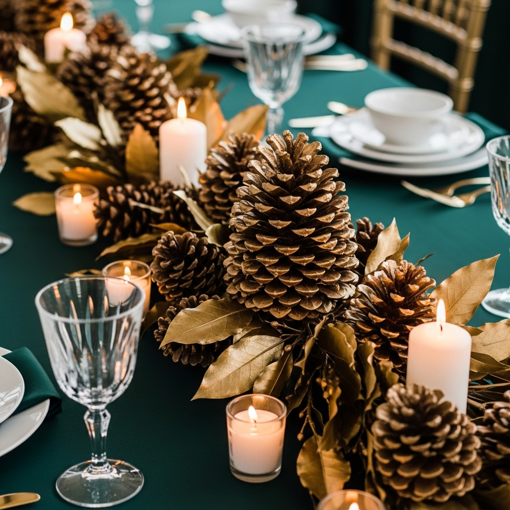 Golden Pinecone & Laurel Garland