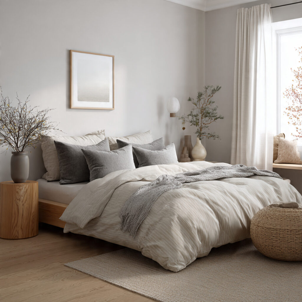 Light Gray and White Linen