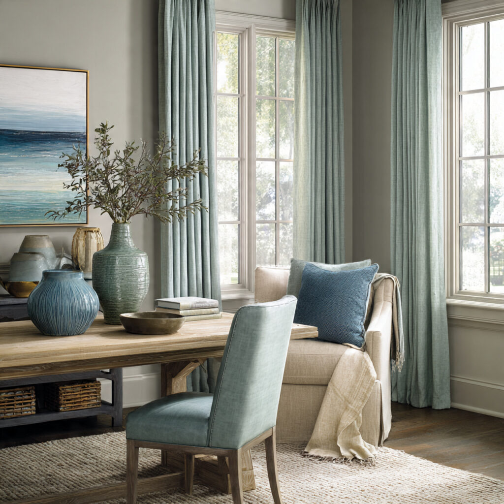 Taupe and Muted Blue-Green