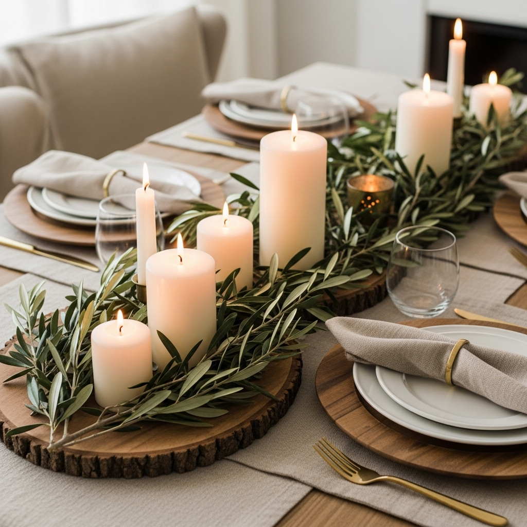 Natural Wood & Olive Branch Trio