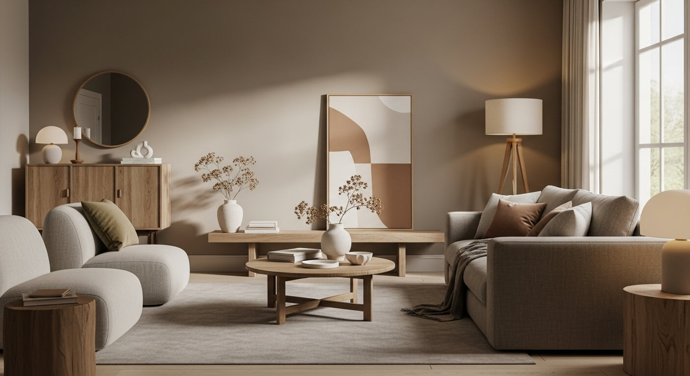 Calming home interior with neutral color palettes