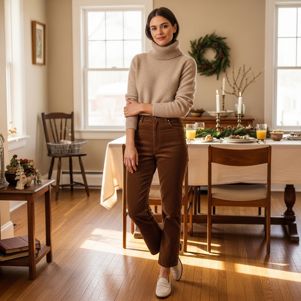 Soft Turtleneck with Corduroy Pants