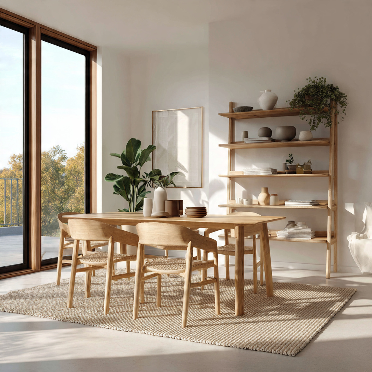 Soft White and Natural Wood