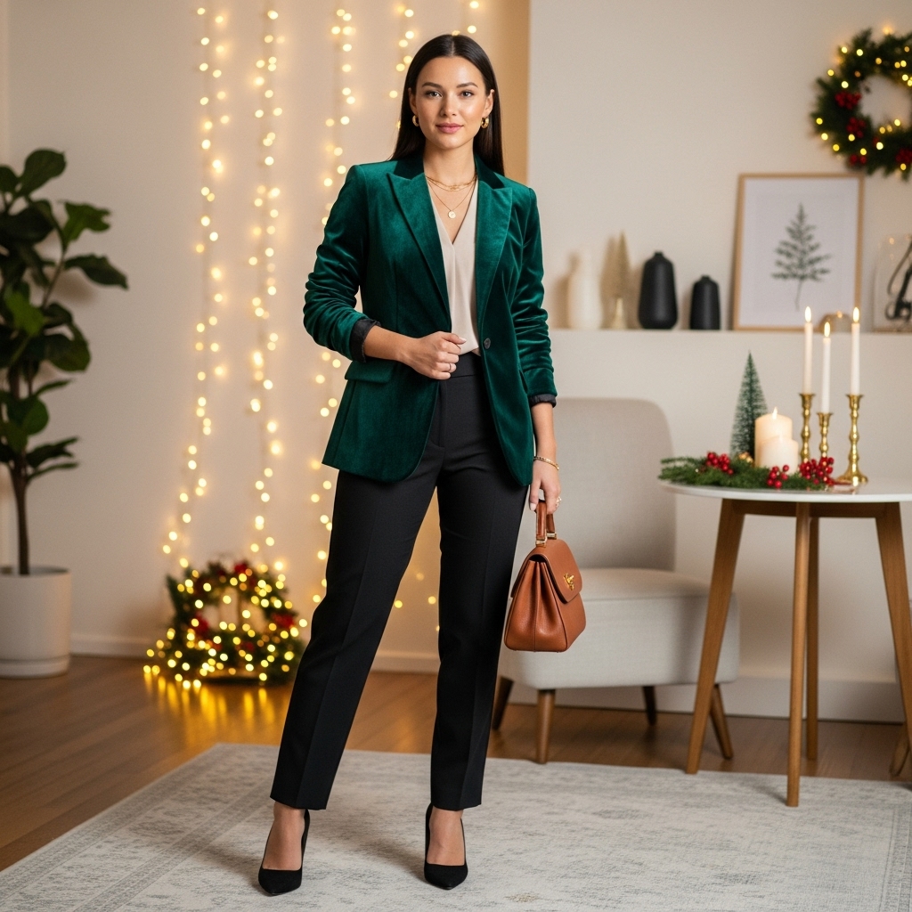 Velvet Blazer with Black Dress Pants