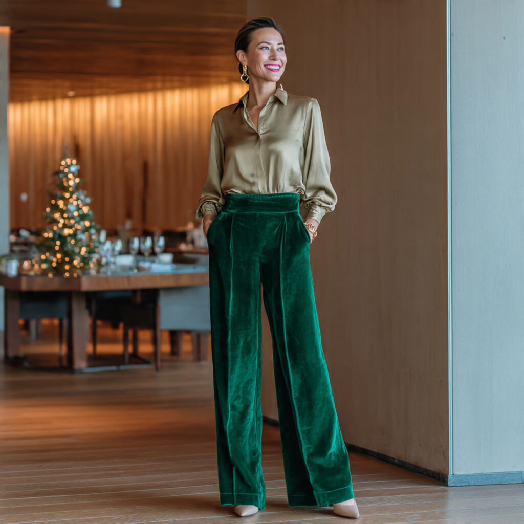 Velvet Palazzo Pants and Coordinated Top