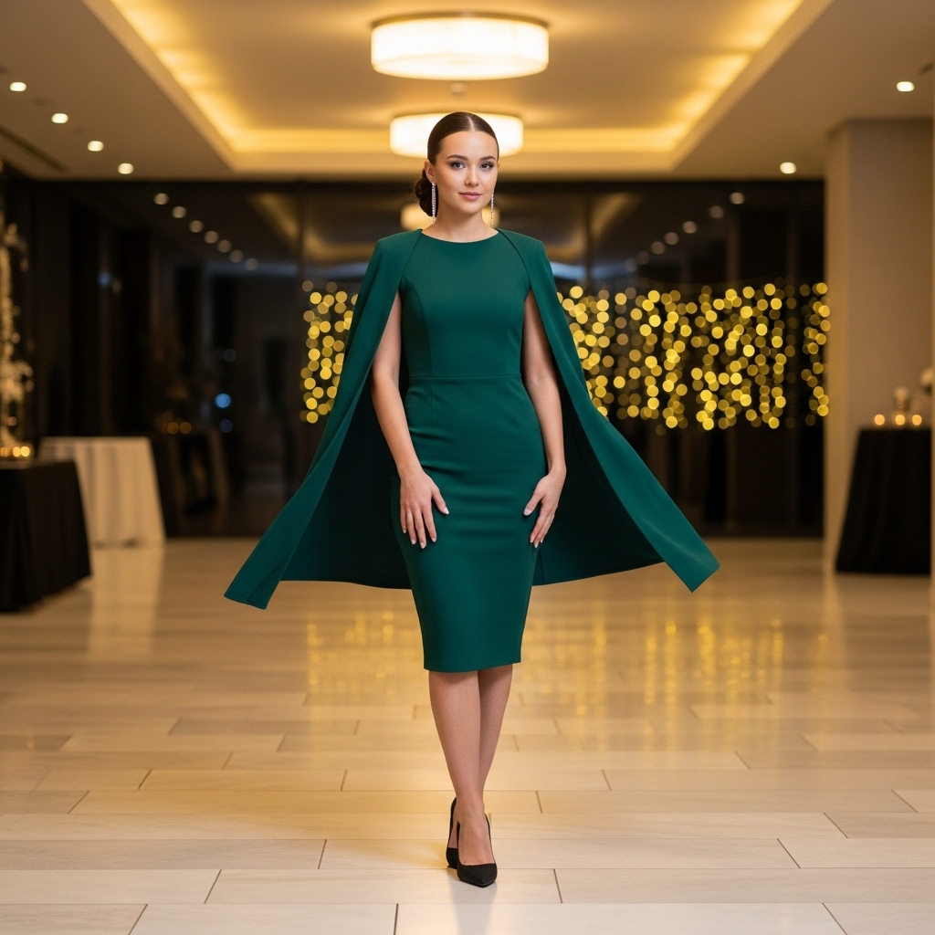 Cape-Shoulder Bodycon Dress