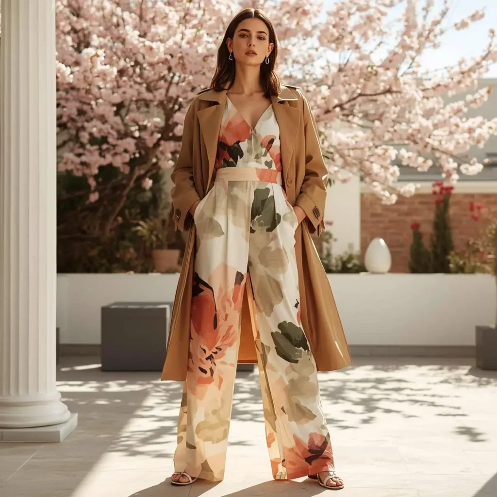 Abstract Petal Print Jumpsuit