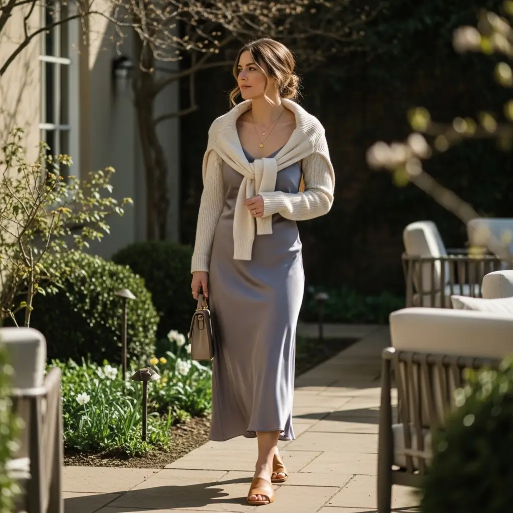 Monochrome Lavender Slip Dress