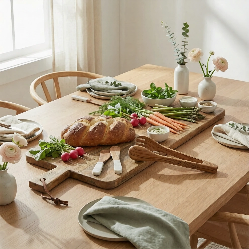 Natural Wood Tongs and Serving Pieces