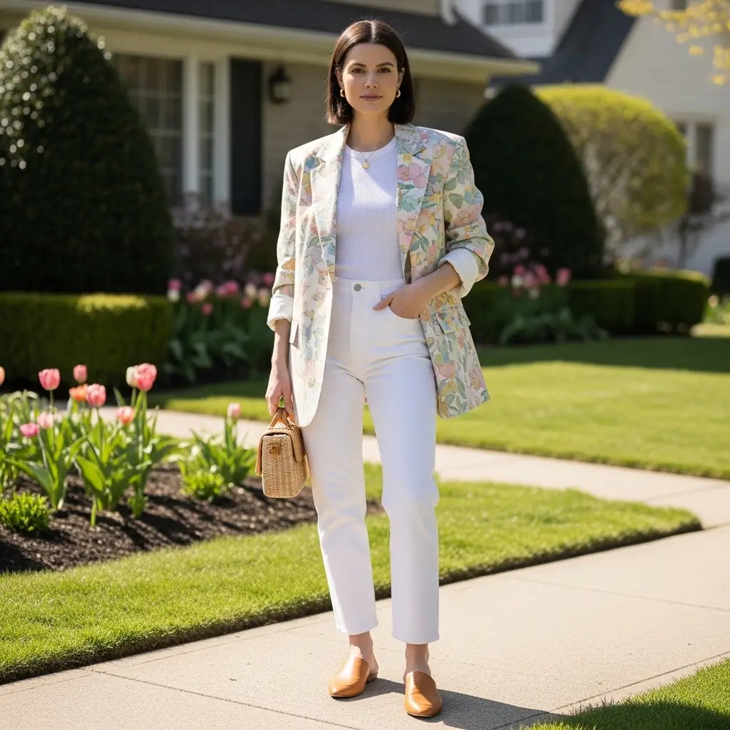 Oversized Floral Blazer and Denim