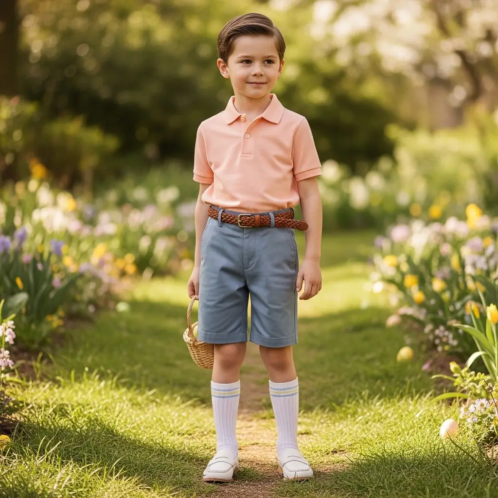 Pastel Polo and Twill Shorts with a Belt