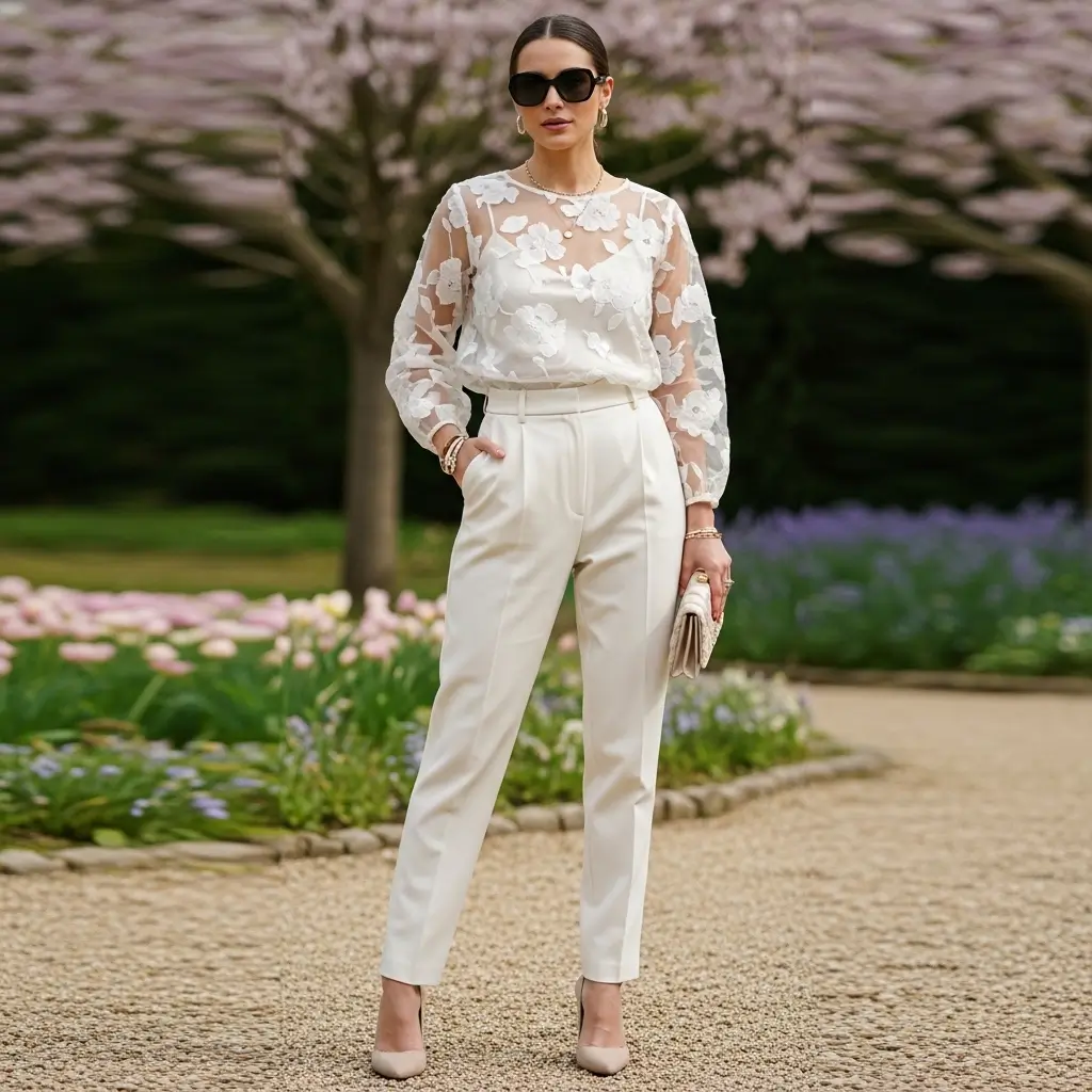 Sheer Organza Top over a Simple Camisole