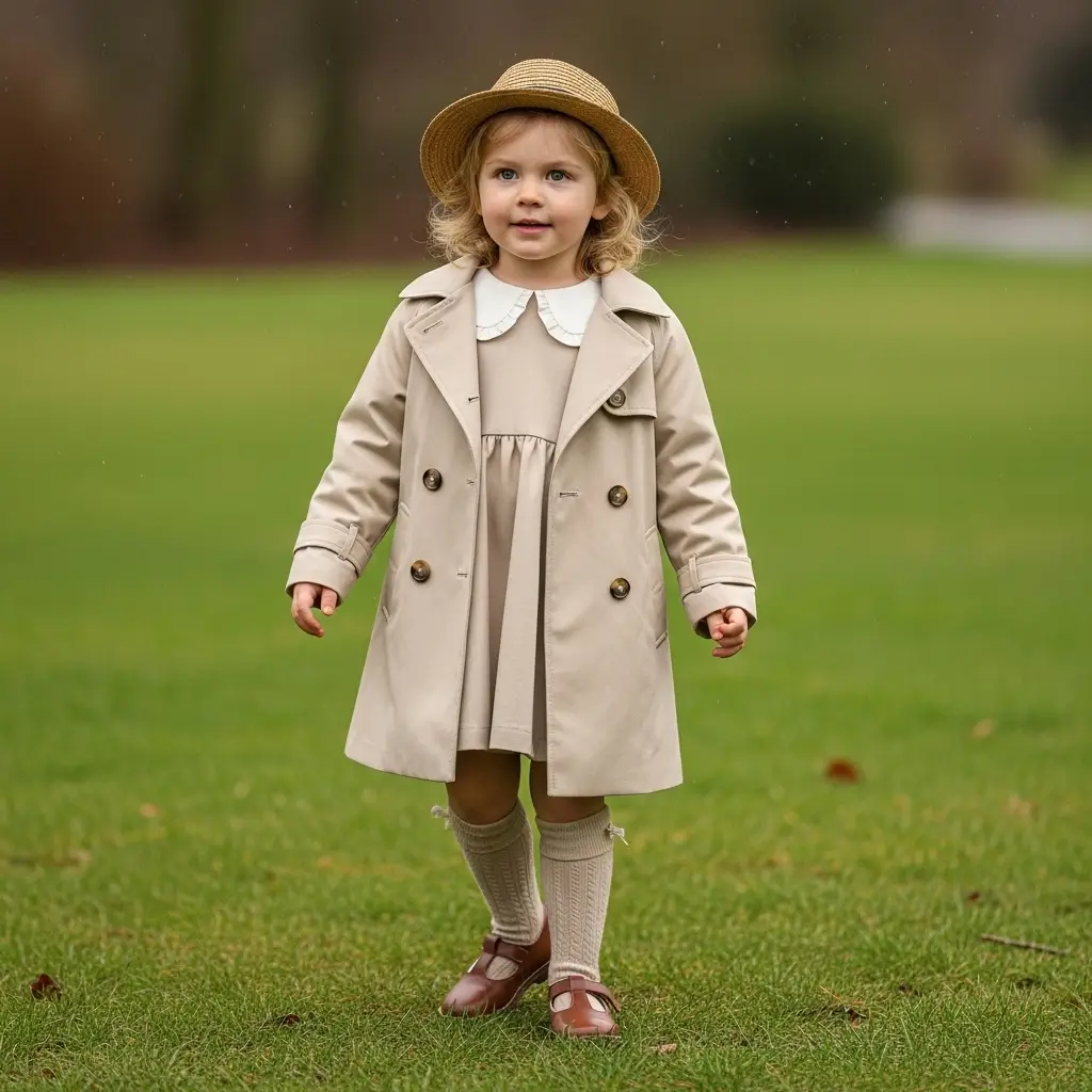 Trench Coat over a Peter Pan Collar Dress