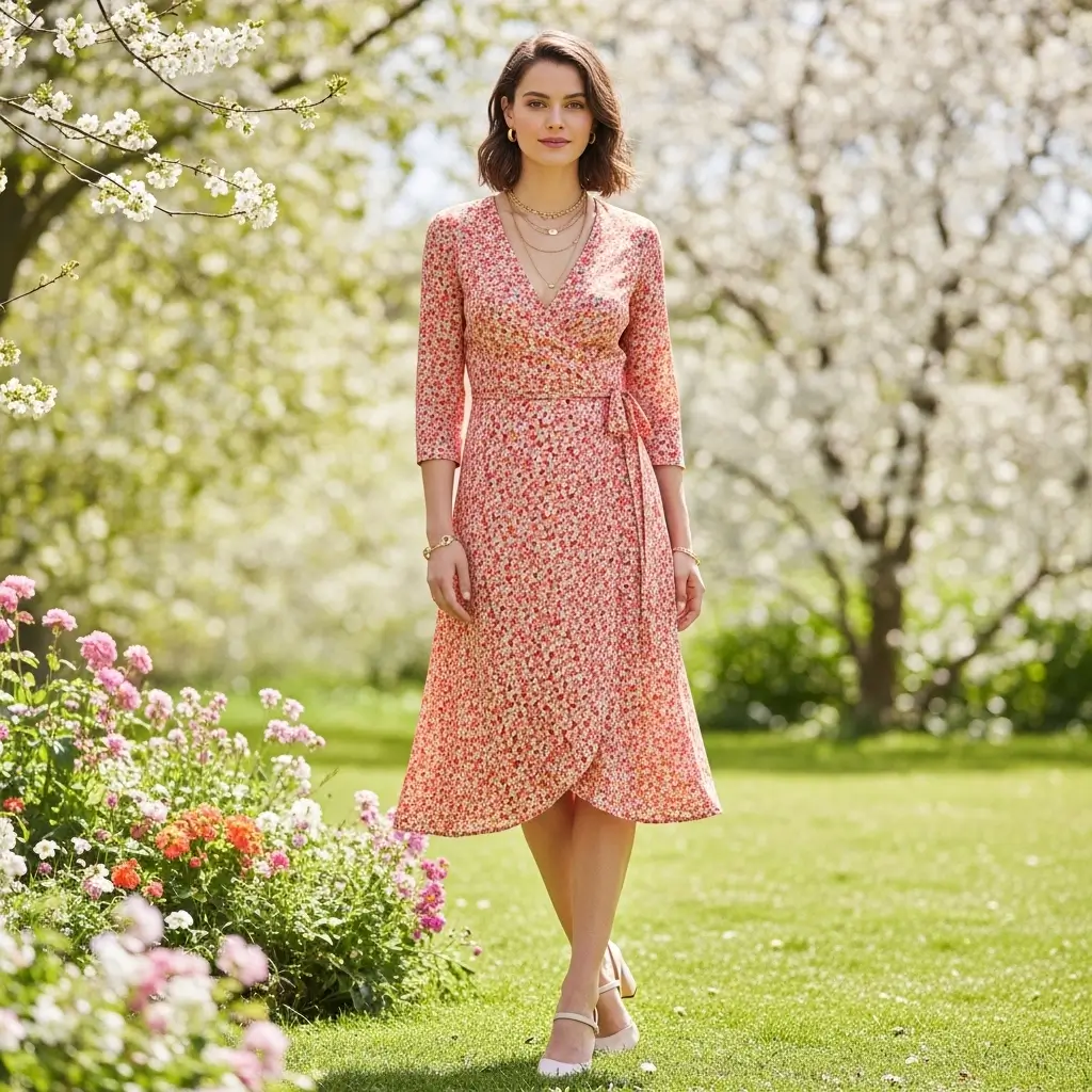 Wrap Dress in a Ditsy Print