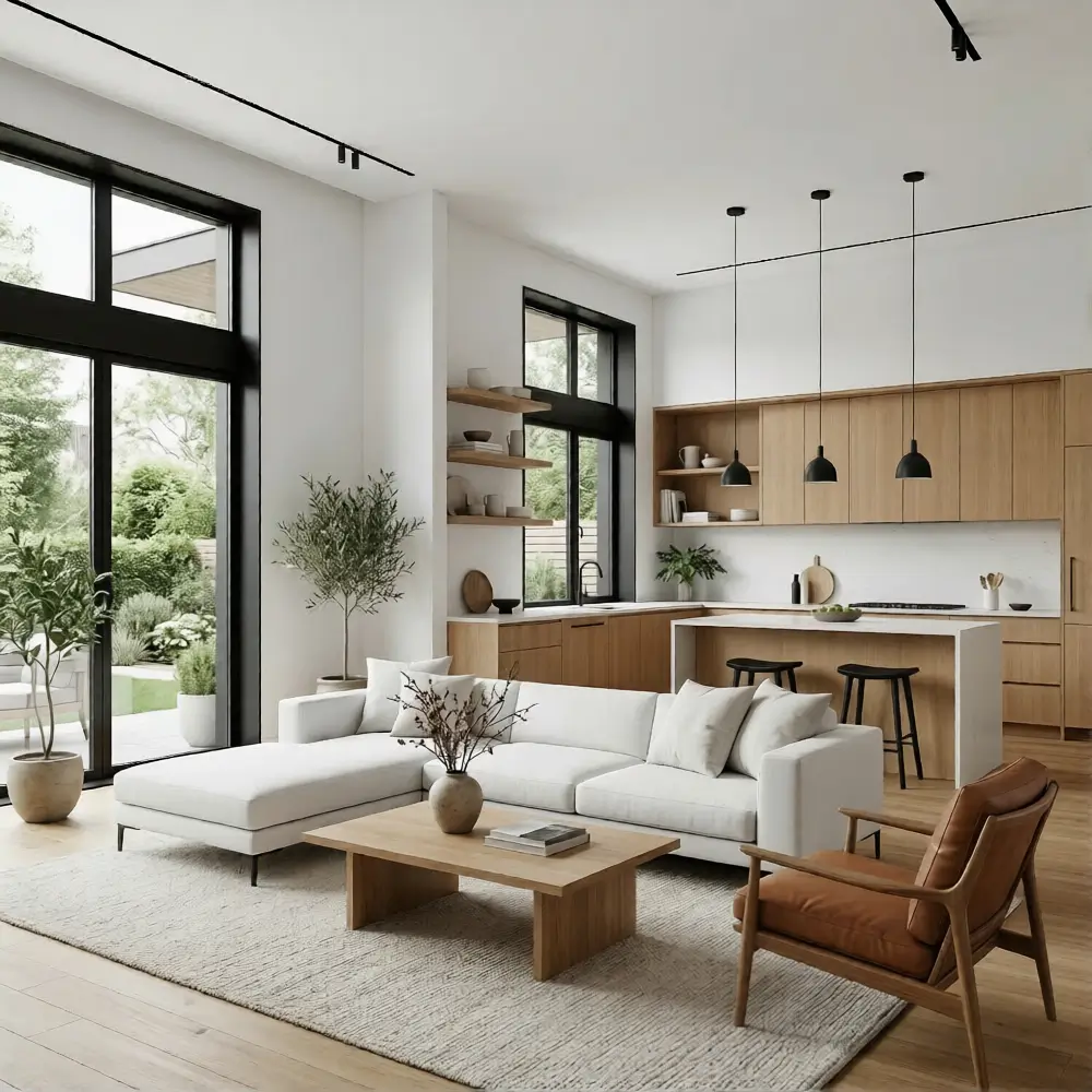 Black, White, and Natural Oak