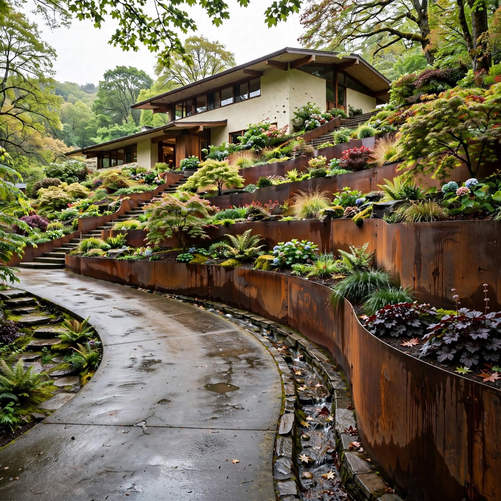 Corten Steel Retaining Walls