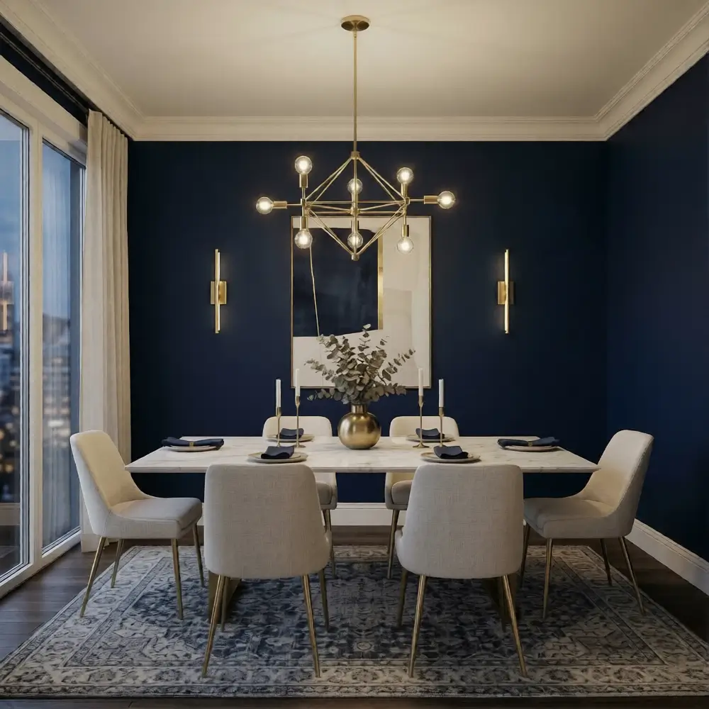 Deep Navy and Polished Brass