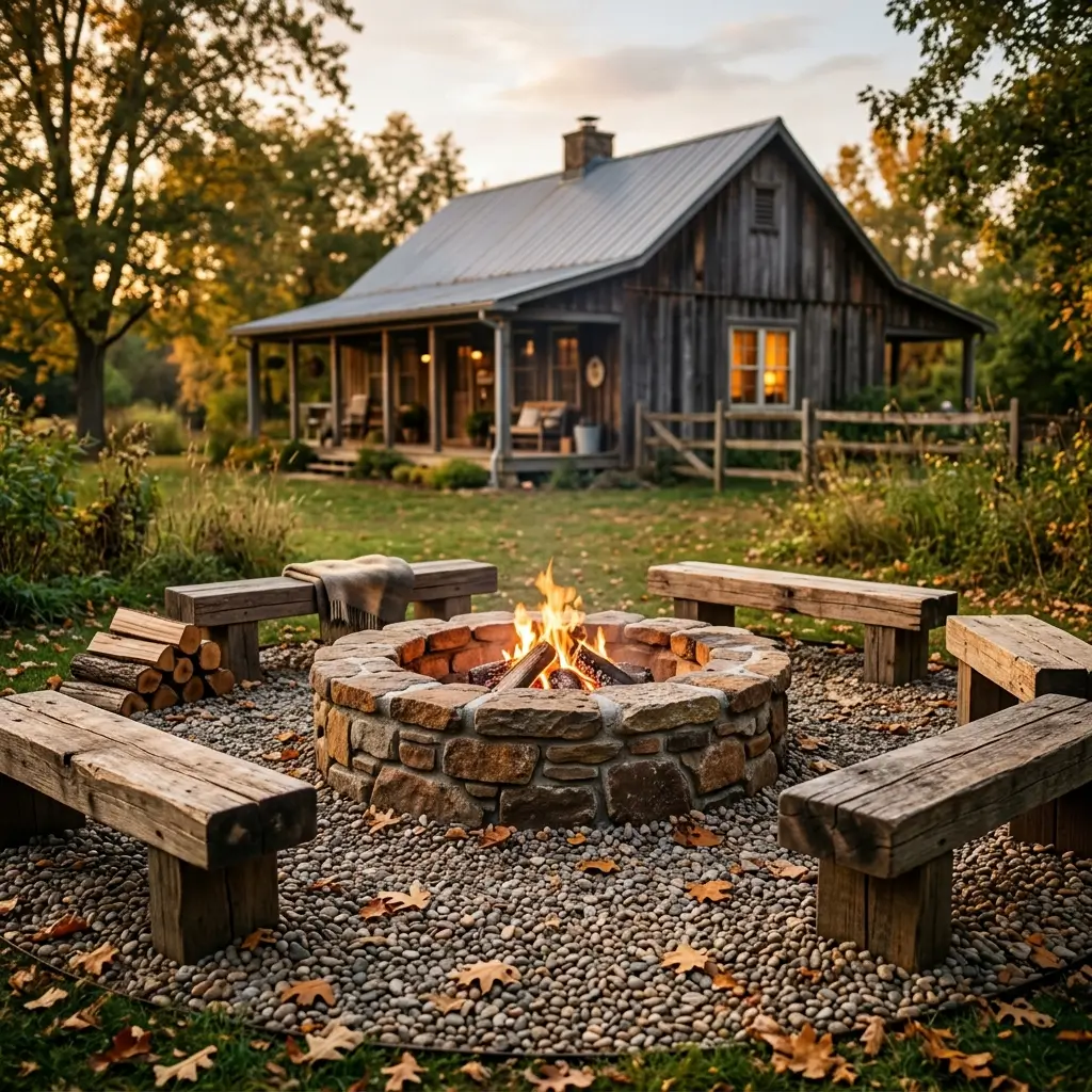 Fire Pit with Timber Accents