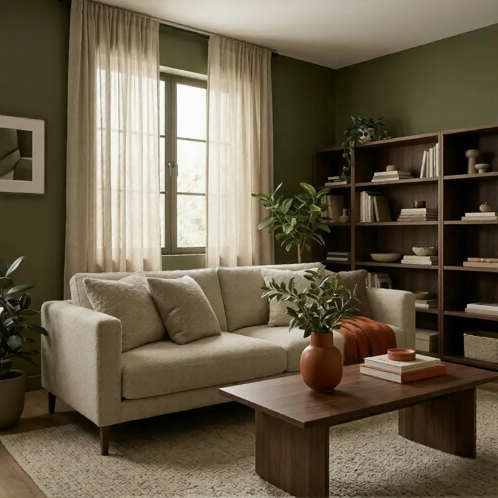 Olive Green and Linen Beige