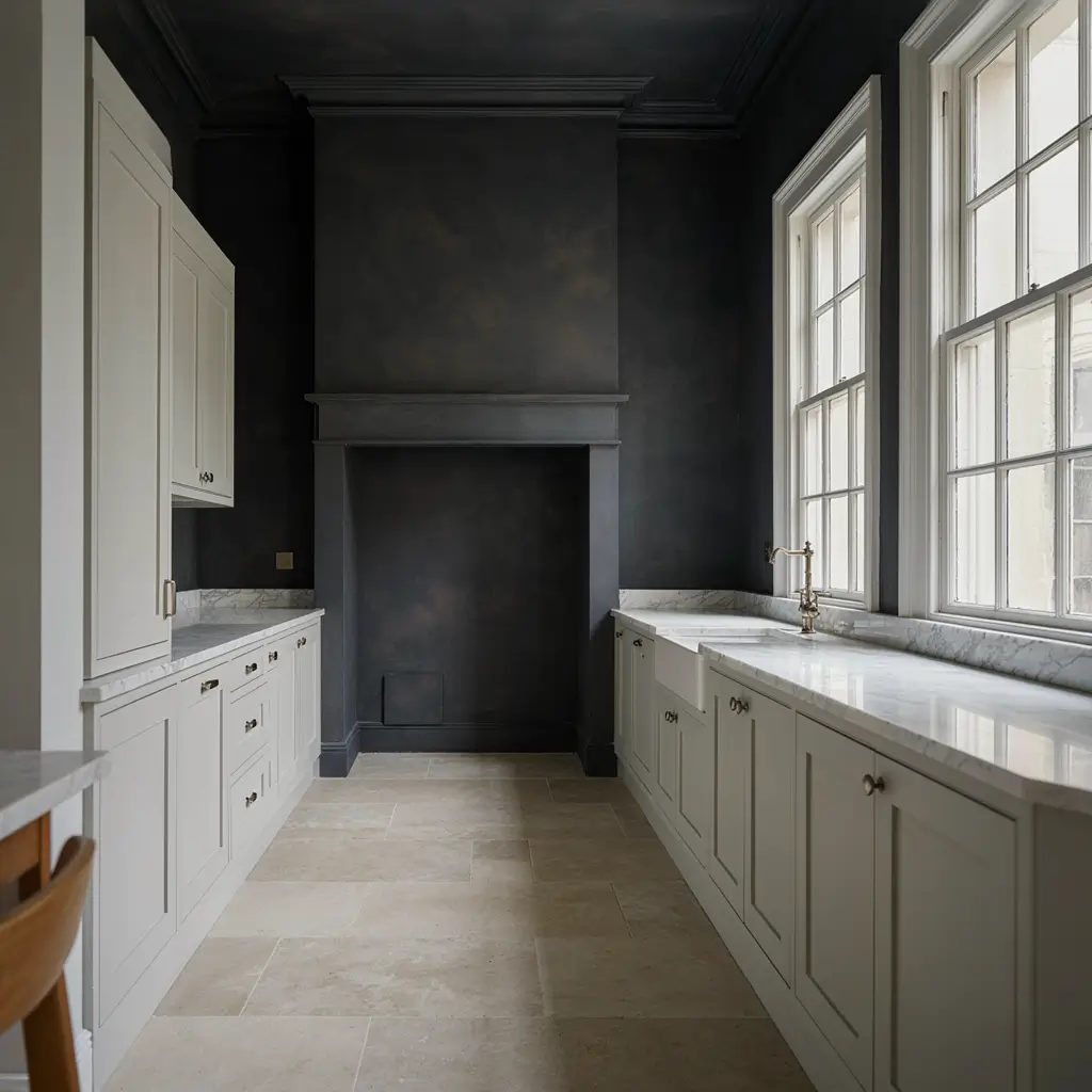 Charcoal kitchen walls