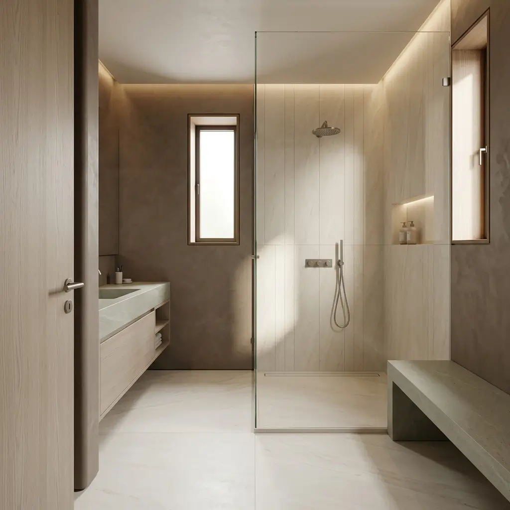 Contemporary bathroom with a frameless glass shower