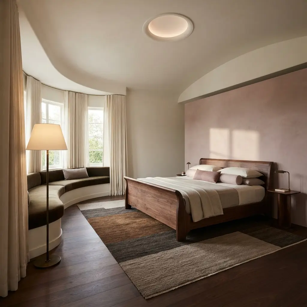 Sophisticated bedroom with dusty blush walls