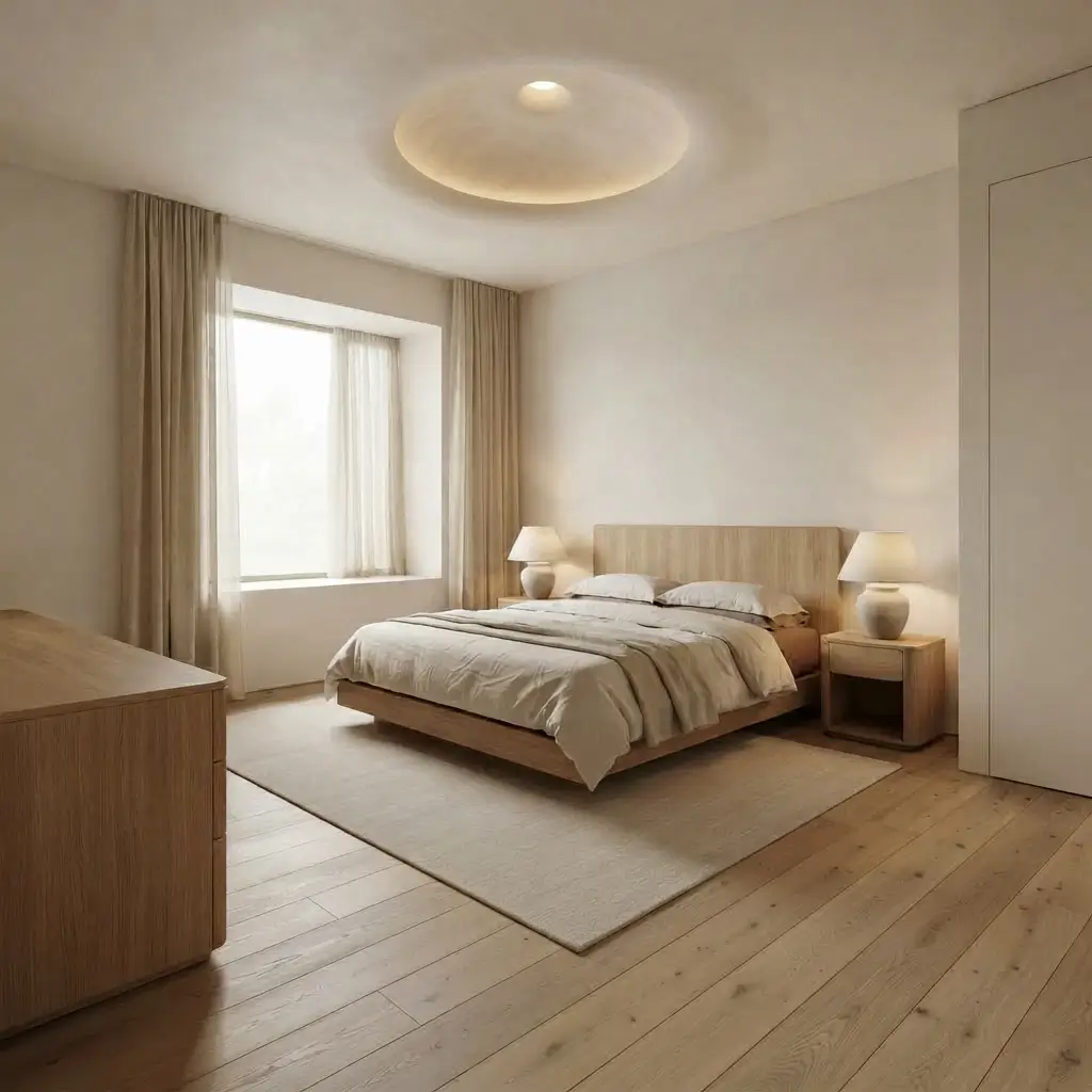 Minimalist bedroom with simple furniture