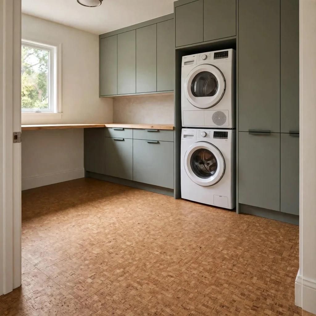 Cork flooring with natural texture and warm tones