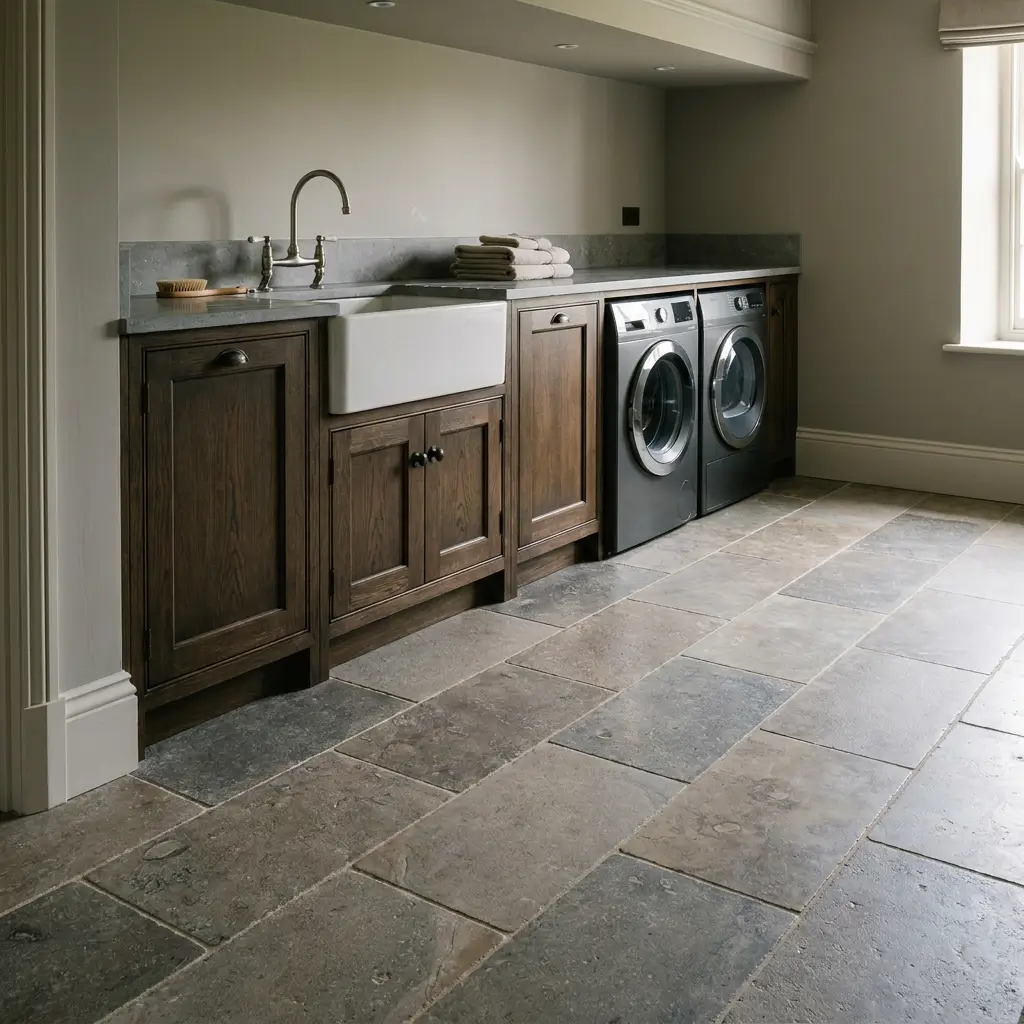 Natural stone tile floor